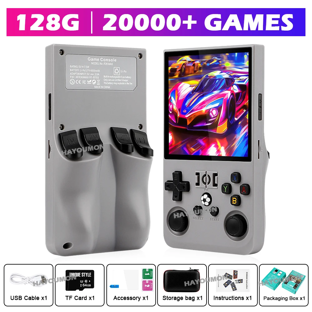 R36 Max Gray Handheld Gaming P - Gaming Console R36 Max 评论和价格